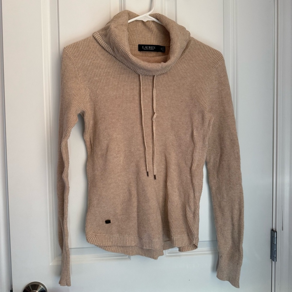 Lauren Ralph Lauren Tan Waffle Knit Long Sleeve Shirt, Used. XS